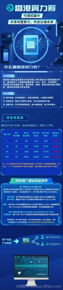 香港算力筹：2025正规项目，火热启航中，电脑全自动托管单机400+。